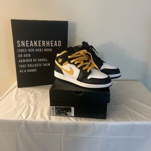Nike Air Jordan 1 Mid Black and Yellow Sneakers